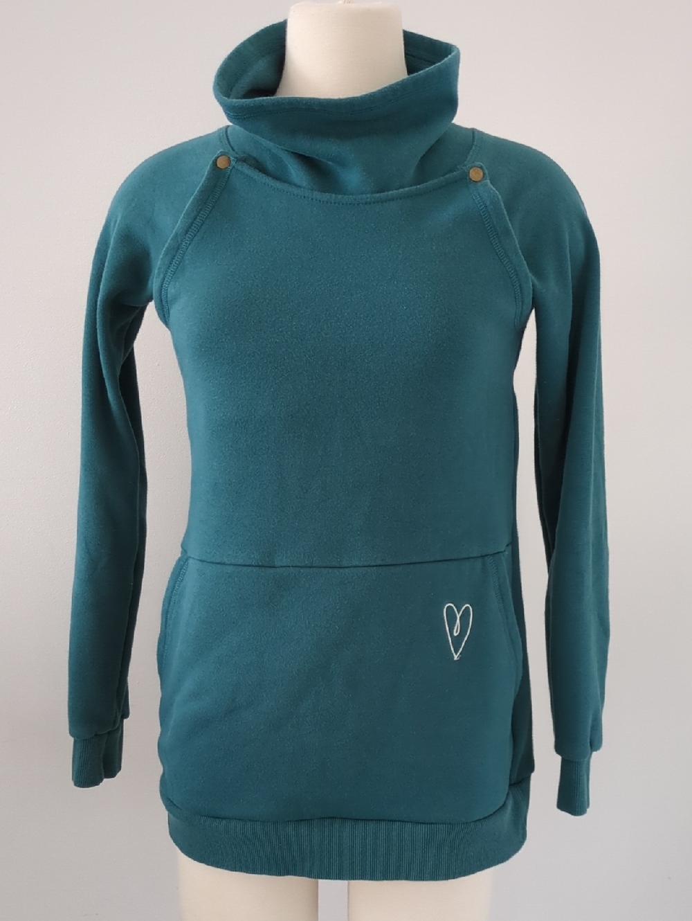 Latched Mama Teal Funnel Neck Pullover Nursing Maternity Sweater XS
